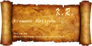Kremmer Relinda névjegykártya